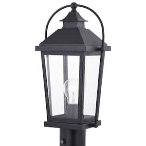 Lexington 1-Light Black Steel Hardwired Outdoor Weather Resistant Dusk to Dawn Post Light with No Bulbs Included