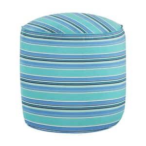 20 in. x 20 in. x 18 in. Sunbrella Dolce Oasis Stripe Round Outdoor Bean Pouf