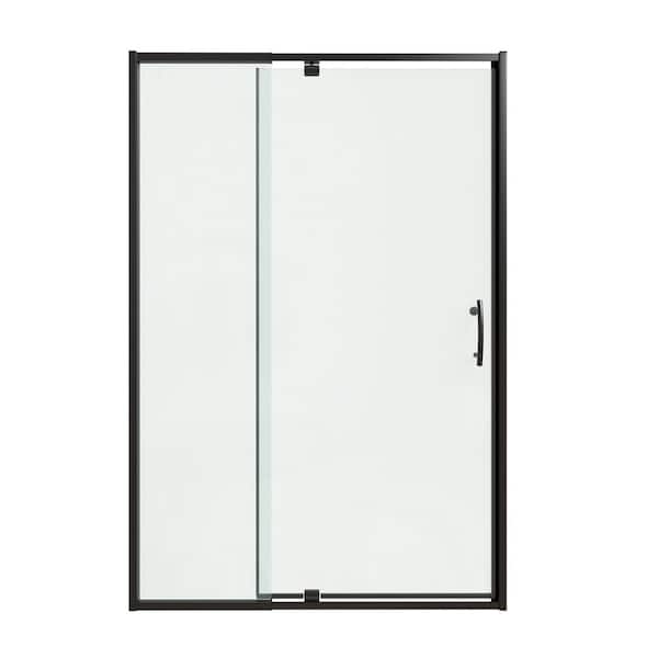 44-48 in. W x 71 in. H Pivot Swing Framed Shower Door in Matte Black with Clear SGCC Tempered Glass