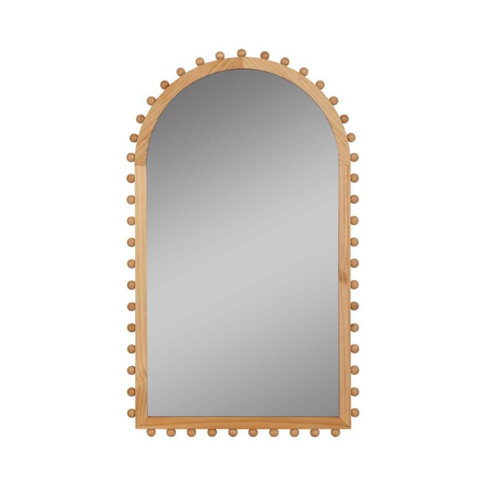 Brown 39 in. H x 24 in. W Wood Beaded Arch Framed Mirror