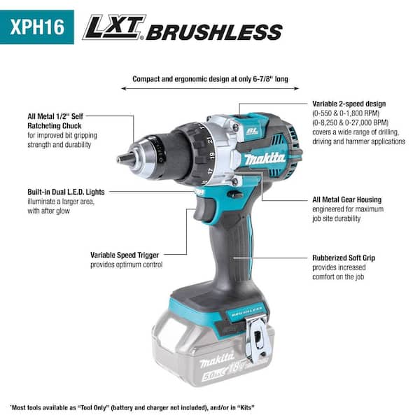 18V LXT Brushless Cordless 2-pc Combo Kit 2.0Ah/4.0Ah with IMPACT XPS Impact Rated Screwdriver Drill Bit Set (60-Piece)