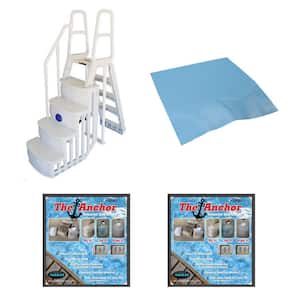 Ladder Steps for Above Ground Pool with Mat Pad Plus 2 Sand Weights