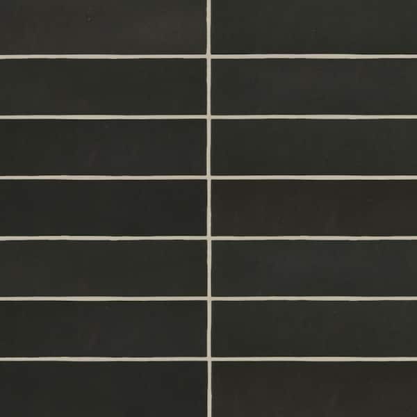 Makoto Rectangle 2 in. x 10 in. Matte Kuroi Black Ceramic Wall Tile (5.38 sq. ft./Case)