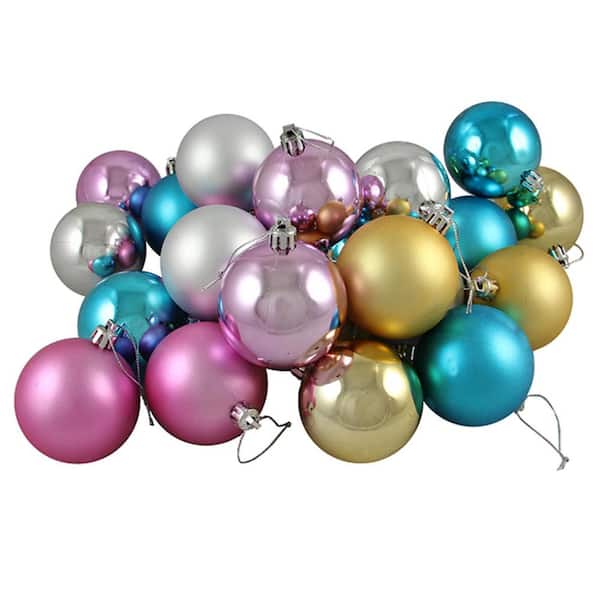 Northlight Matte and Shiny Pastel Multi-Color Shatterproof Christmas Ball Ornaments (24-Count)