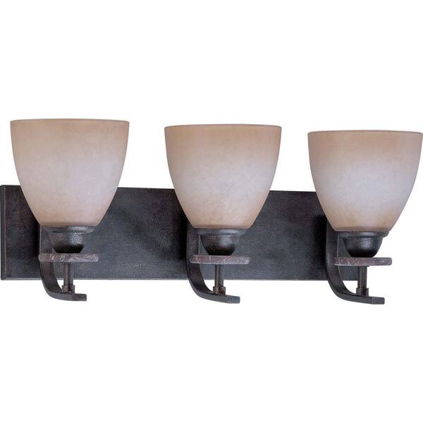 Glomar Madison - 3 Light Vanity with Toffee Crunch Glass Ledgestone -DISCONTINUED