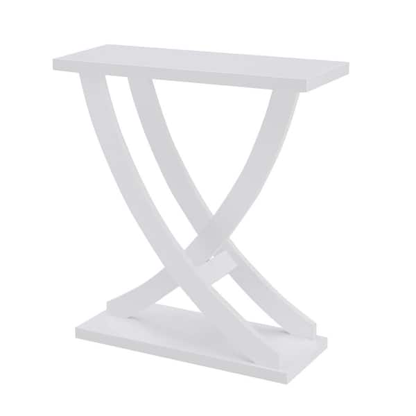 Convenience Concepts Newport Criss-Cross 31.25 in. White Rectangle MDF Console Table