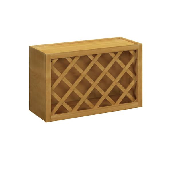 Aberdeen Recessed 30 in. W x 18 in. H x 12 in. D in Caramel Plywood Assembled Wine Wall Cabinet