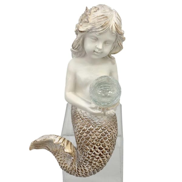 Sitting Mermaid Garden Statue with Solar Glass Ball FB23944 The