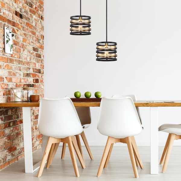 Mya 60-Watt 1-Light Antique Bronze Industrial Mini Pendant Light with Mixed Metal Shade and No Bulbs Included