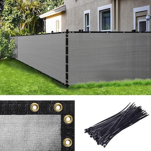 6 ft. x 50 ft. Grey Fence Privacy Screen Windscreen, with Bindings and Grommets, Heavy-Duty