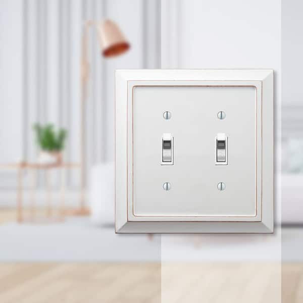 Savannah 2 Gang Toggle Wood Wall Plate - White