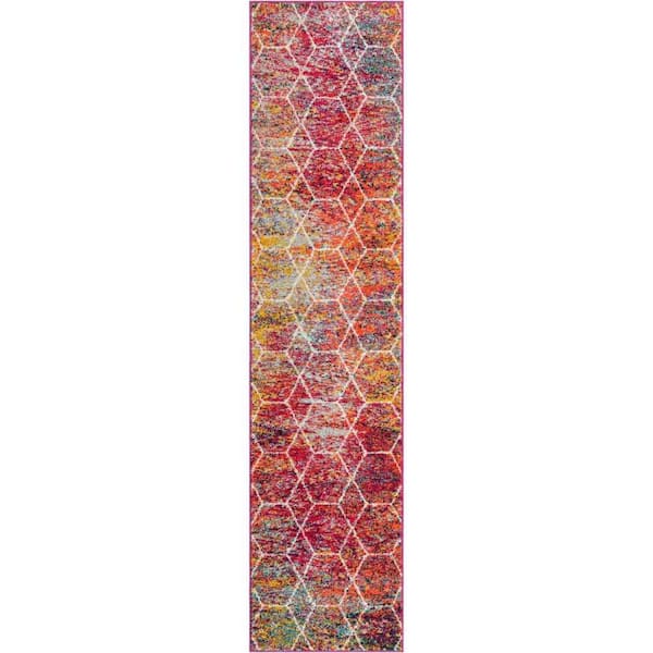 Unique Loom Trellis Frieze Geometric Multi 2 ft. x 8 ft. 8 in. Area Rug