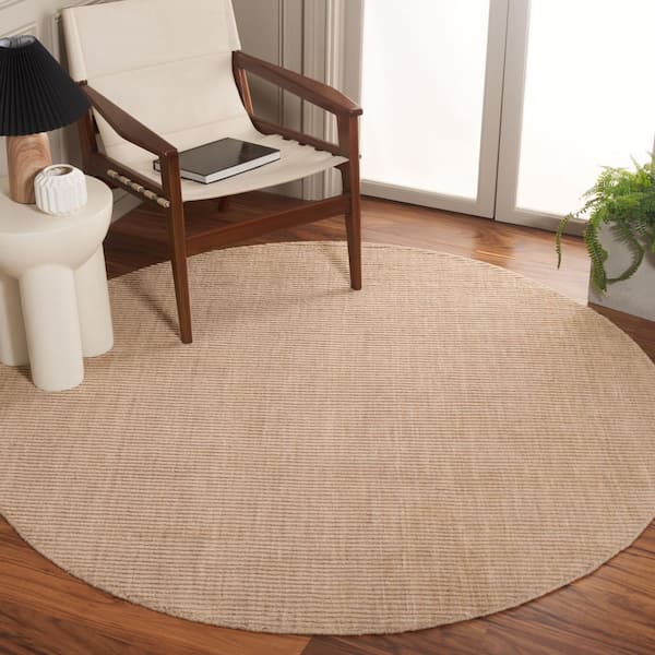 Himalaya 6 ft. x 6 ft. Beige Crosshatch High-Low Round Area Rug