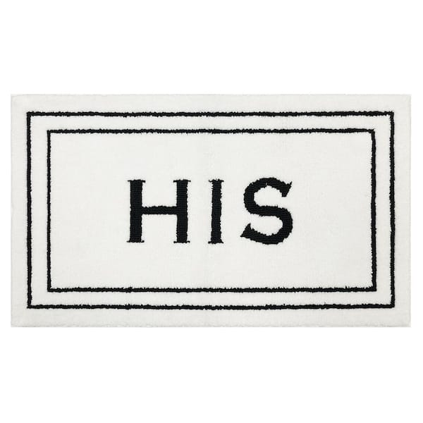 Mohawk Home His 20 in. x 34 in. White/Black Polyester Machine Washable Bath Mat