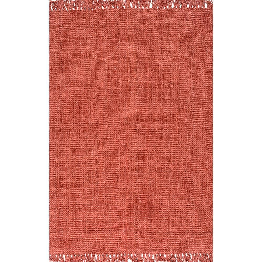 Handmade Terracotta Braided Jute 6' x 9' Rectangular Rug