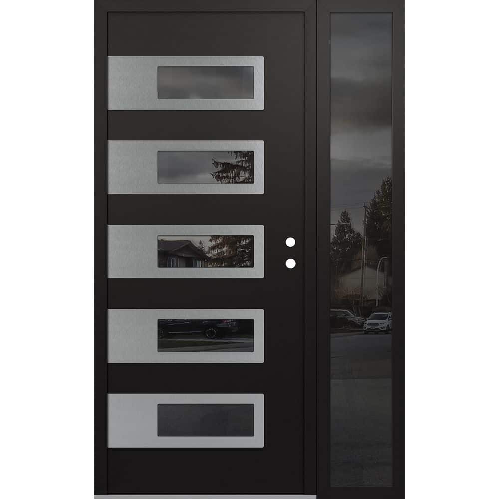 D3 48 in. x 80 in. Silver P Left-Hand/Inswing Mirrored Glass Black/Black Sidelite Steel Prehung Front Door price history on PriceWatchPro