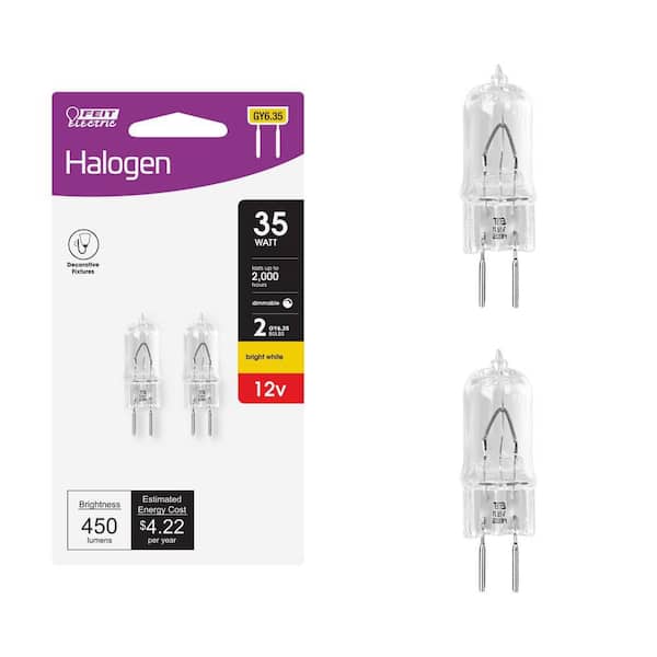 35-Watt Equivalent T4 GY6.35 Bi-Pin Dimmable Decorative 12-Volt Halogen Light Bulb, Bright White (2-Pack)