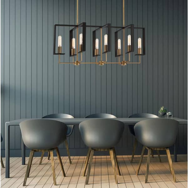 Chicago PM 8-Light Old Satin Brass Modern Linear Chandelier for Kitchen Islands with No Bulbs Included