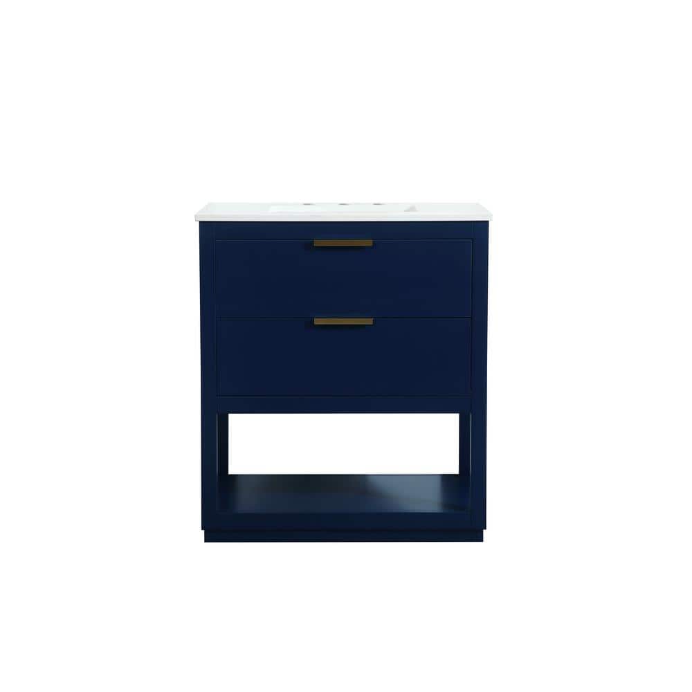 Simply Living 30 in. W x 19 in. D x 34 in. H Bath Vanity in Blue with Calac