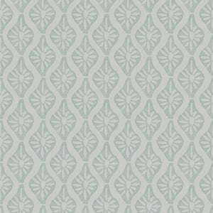 8 in. x 10 in. Nova Mist Blue Ogee Peel and Stick Wallpaper Sample