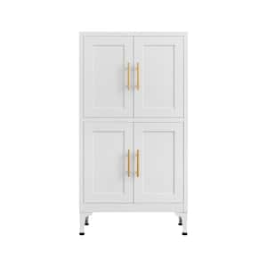 23.62 in. W x 11.81 in. D x 44.49 in. H White Linen Cabinet with Doors, Shelves and Adjustable Leveling Foot for Kitchen