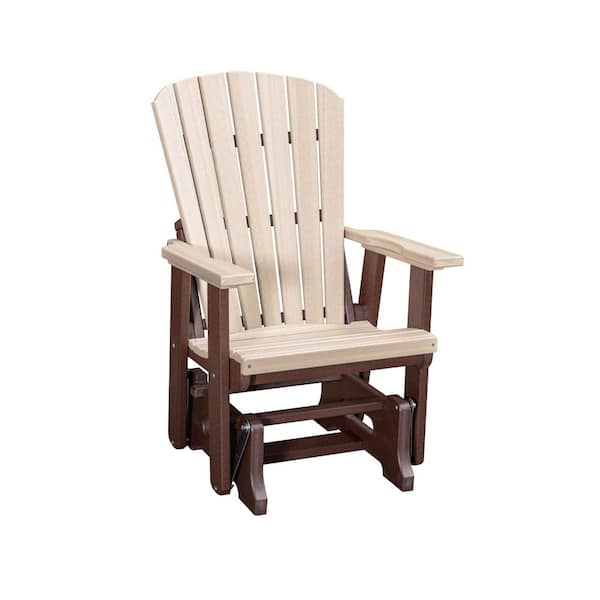 American Furniture Classics Adirondack Series 27 in. 1-Person Brown High Density Polyethylene Plastic Outdoor Glider
