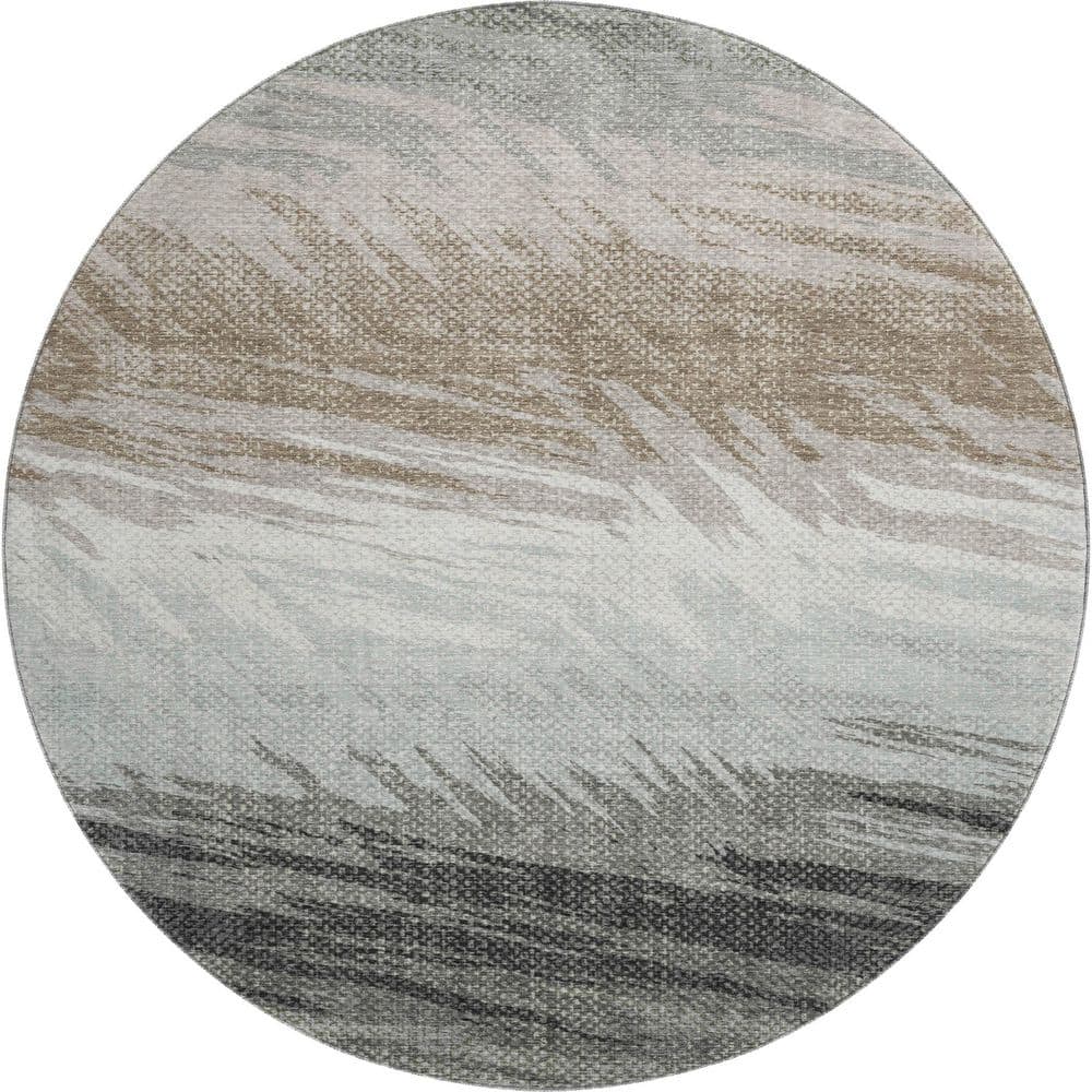 Mayfield Premium Machine Washable Abstract AMF2272 Brown 8 ft. x 8 ft. Round Rug price history on PriceWatchPro