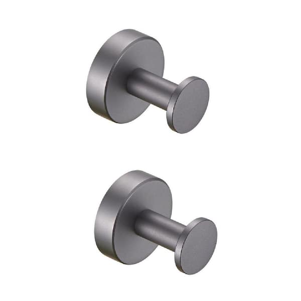 Interbath Round Bathroom Robe Hook and Towel Hook in Aluminum Gun Ash