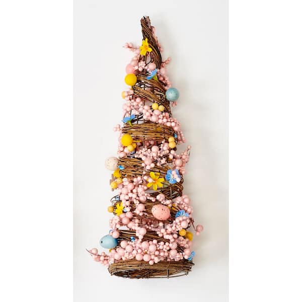 Unbranded 18in Tabletop Twig Tree with Easter Eggs, Berries and Flowers