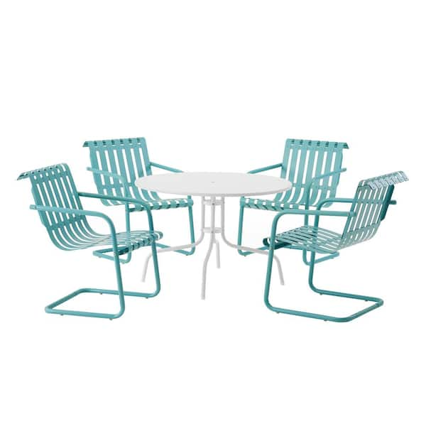 CROSLEY FURNITURE Gracie Blue 5 Piece Metal Outdoor Dining Set