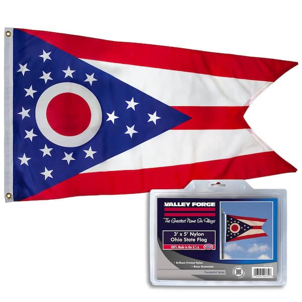 Valley Forge Flag 3 ft. x 5 ft. Nylon Ohio State Flag OH3 - The