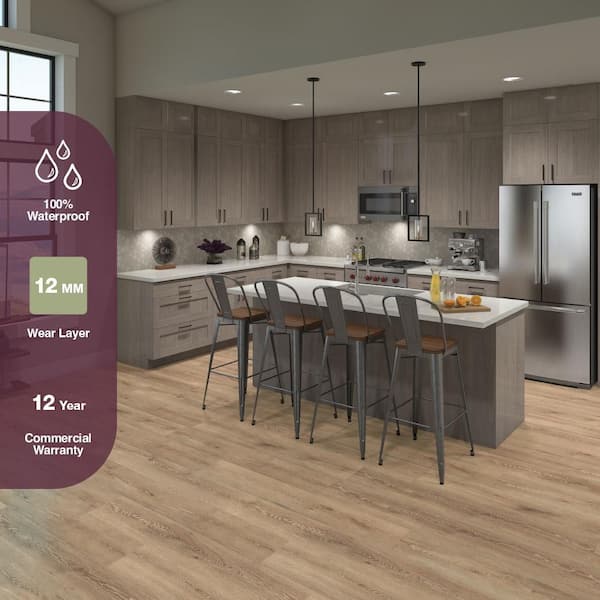 Virgil Island Oak 12 mm T x 8 in. W Waterproof Laminate Wood Flooring (15.9 sqft/case)