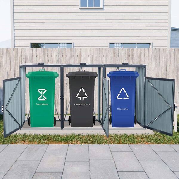 8 ft. W x 2.5 ft. D Charcoal Grey Metal Storage Shed for Backyard