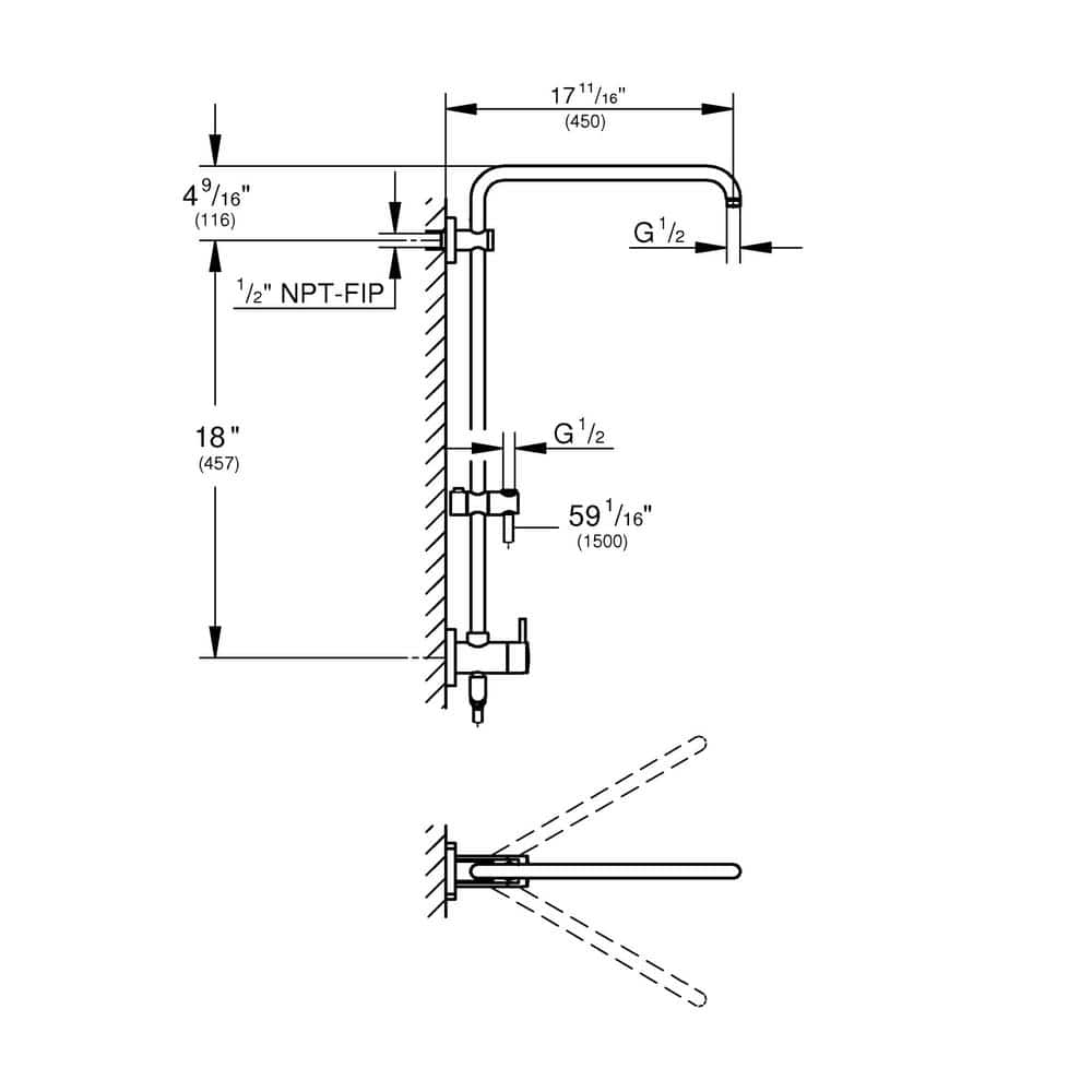 Chrome Adjustable Height Multi-Head Wall Mounted Shower System