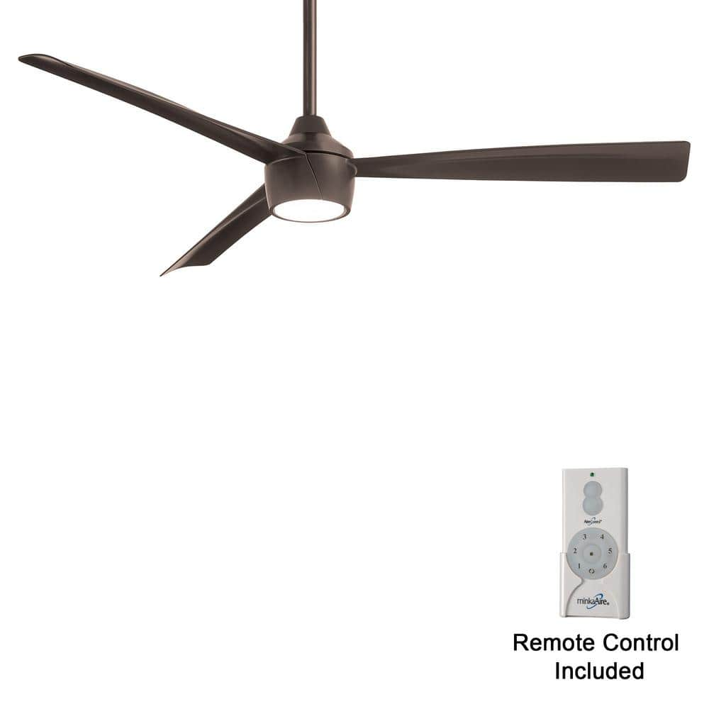 MINKA-AIRE Skinnie 56 in. LED Indoor/Outdoor Oil Rubbed Bronze Ceiling Fan  with Light and Remote Control F626L-ORB - The Home Depot