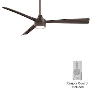 Skinnie 56 in. LED Indoor/Outdoor Oil Rubbed Bronze Ceiling Fan with Light and Remote Control