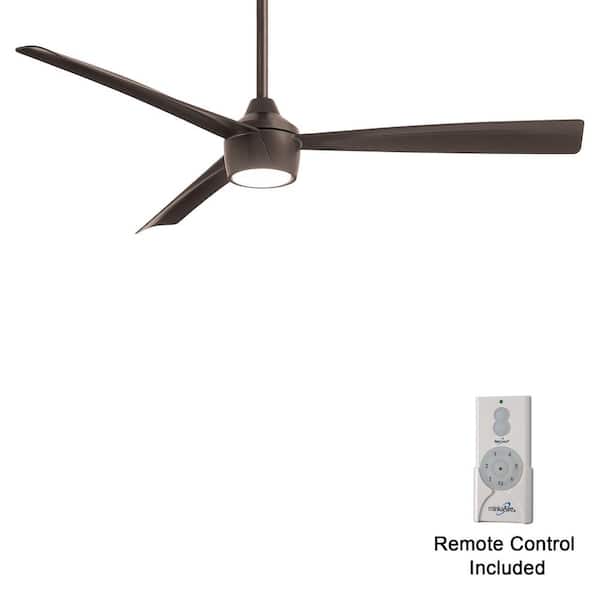 MINKA-AIRE Skinnie 56 in. LED Indoor/Outdoor Oil Rubbed Bronze Ceiling Fan with Light and Remote Control