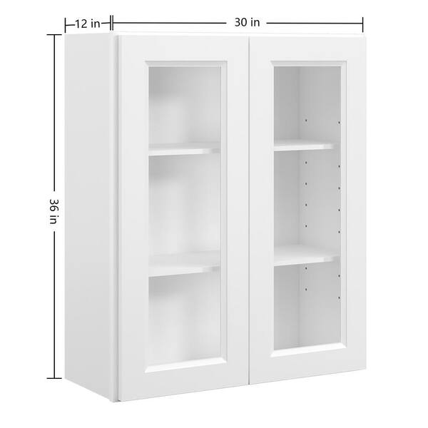 21 in W x 12 in D x 30 in H in Traditional White Plywood Ready to Assemble Kitchen Wall Cabinet with Doors and Shelves