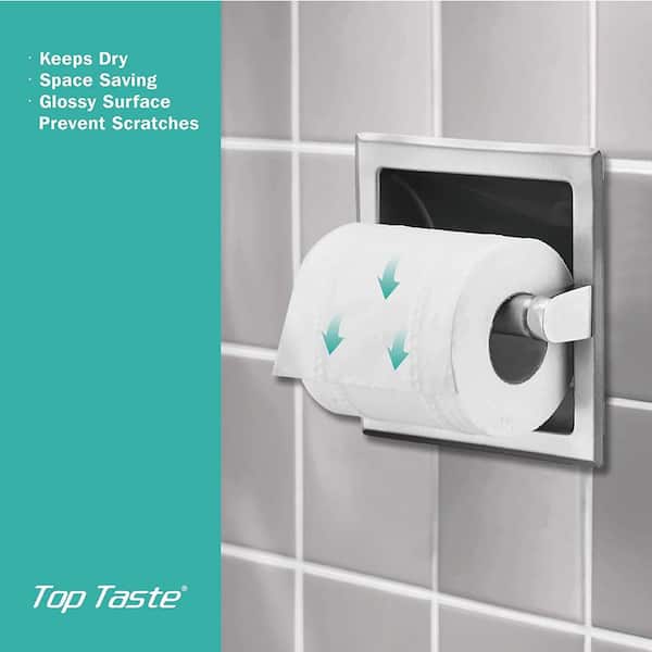 Wall-Mount Recessed Toilet Paper Holder with Mounting Bracket Made of Metal, Tissue Paper Roll Holder in Brushed Nickel