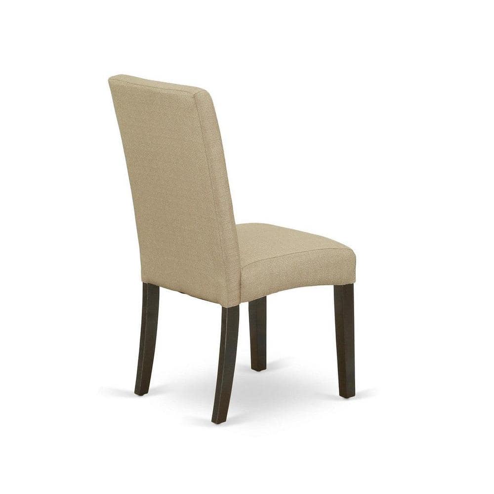 Cappuccino Finish 5-Piece Butterfly Leaf Dining Set with Linen Fabric Chairs