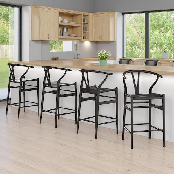 Black Counter Height Fully Assembled Wishbone Bar Stool
