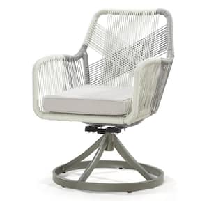 Patio Wicker Outdoor Rocking Chair with Gray Cushion, Swivel Smoothly and Rock Back-and-Forth