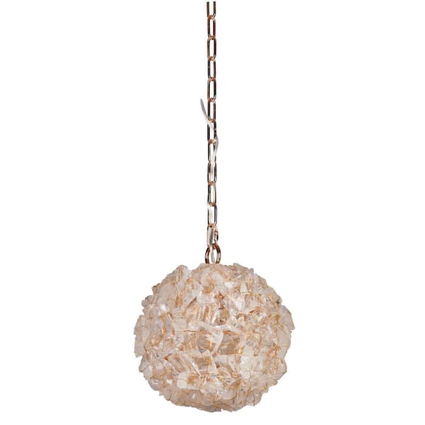 CRAFTMADE Roxx 100-Watt 1-Light Gold Finish Dining/Kitchen Island Pendant with Quartz Crystal Shade, No Bulbs Included