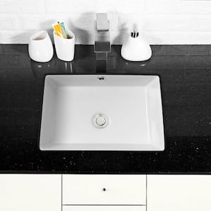 18 in. Undermount Ceramic Bathroom Vessel Sink in White