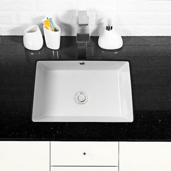 18 in. Undermount Ceramic Bathroom Vessel Sink in White