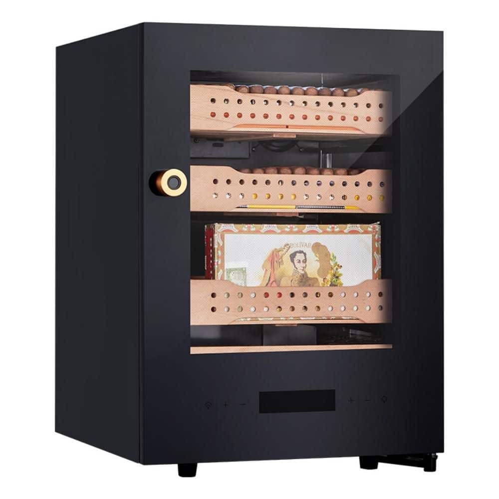 400-Count Stainless Steel Cigar Humidor with Spanish Cedar Shelves, Wine Chiller, Temp Control, Fingerprint and  App price history on PriceWatchPro