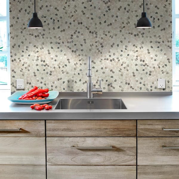 Emperador River Rocks Cream 11.5 in. x 11.5 in. Interlock Travertine/Marble Wall/Floor Mosaic Tile (9.18 sq. ft./Case)