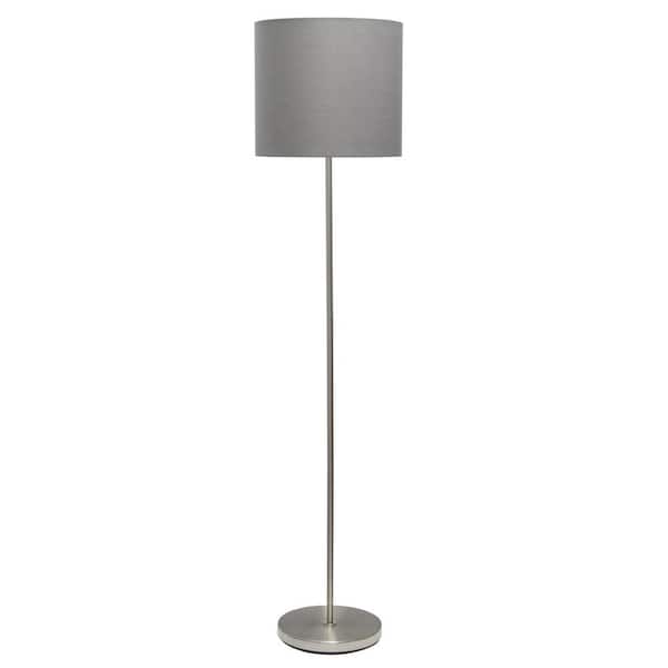 Simple Designs 57 in. Gray Brushed Nickel Drum Shade Floor Lamp