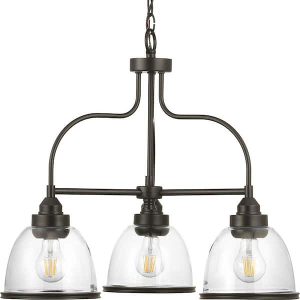 Progress Lighting Saluda 3-Light Antique Bronze Chandelier with Shade