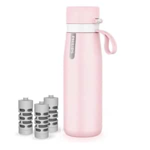 18.6 oz. Insulated Stainless Steel Premium Filtering Water Bottle with 3 Filters in Pink